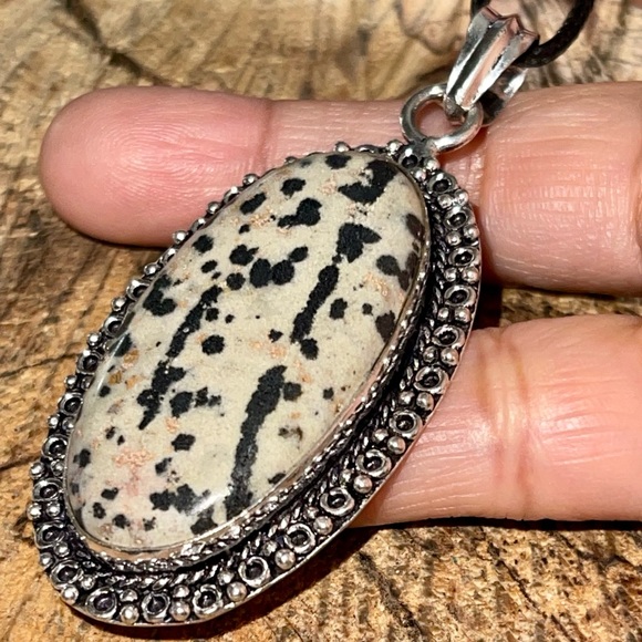 Speckled Dalmation Stone Pendant 2 1/2” - Picture 1 of 13
